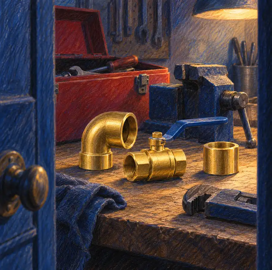 Illustration of plumbing businesses equipment and workspace